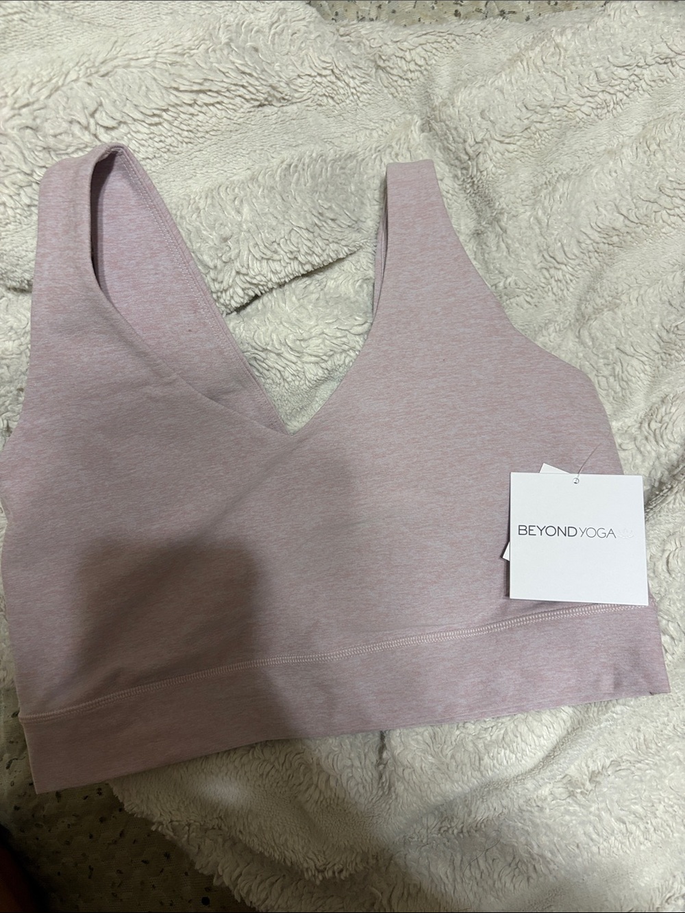 Beyond Yoga Heathered Blush V-Neck Bralette